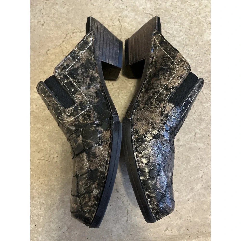 Tirrenia Italian Shoes Mules Sz. 10  Metallic Shimmer Low Heel Witchy Gothic - Picture 6 of 10